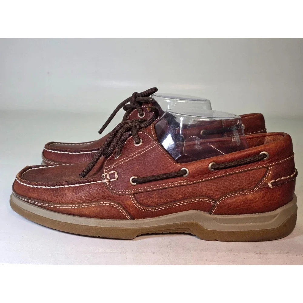 Freeman Jaffrey Men's Boat Shoes Size 10 M Brown Leather Comfort Dress‎ Lace Up